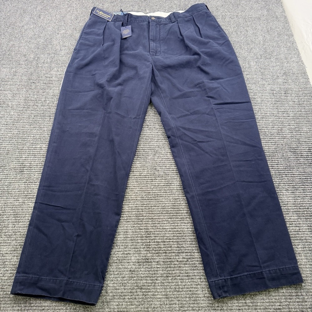 Vintage Polo Ralph Lauren Ethan Pleated Pants Men's‎ Size 38x30 Blue Dead Stock